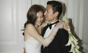 吴千语施伯雄首次以夫妻档参加婚礼，吴千语晒幸福甜蜜照