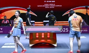世乒赛:王楚钦/孙颖莎3-1逆转日本组合 晋级混双半决赛